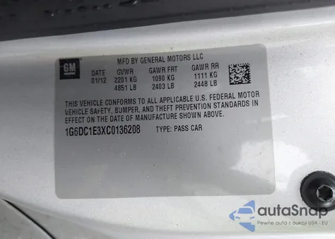 2012 Cadillac Cts Standard from USA, damaged, VIN 1G6DC1E3XC0136208